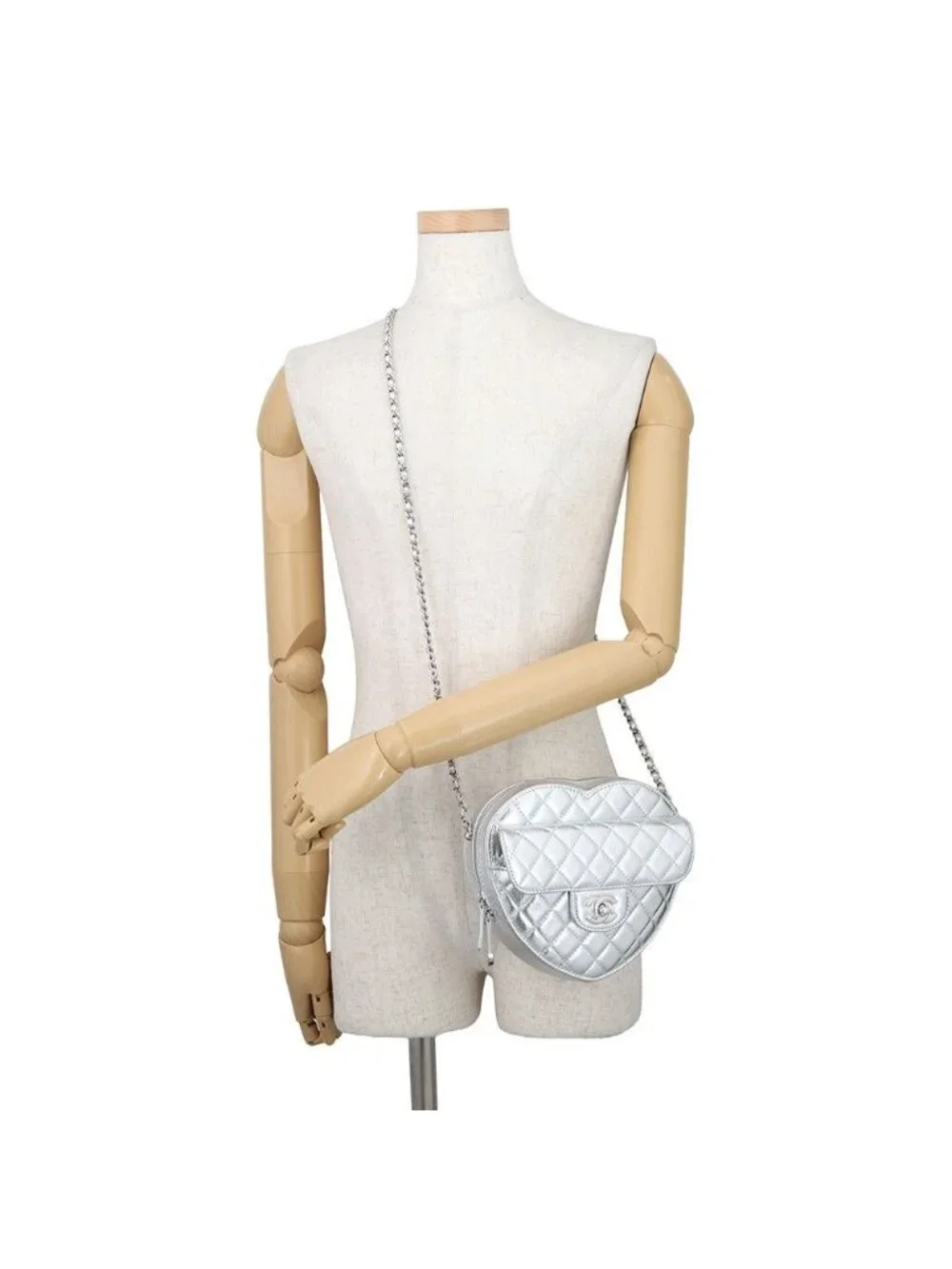 Chanel Chain Shoulder Bag Quilted CC Logo Heart